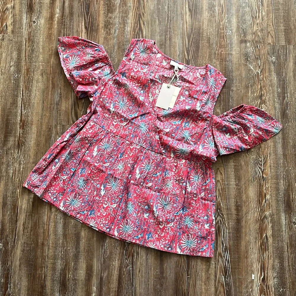 Lucky Brand Printed Cold Shoulder Top